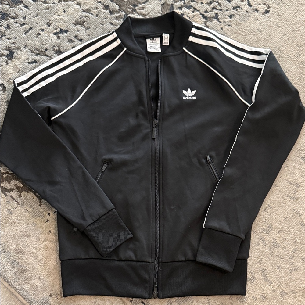 Adidas Men's Black and White Track Jacket